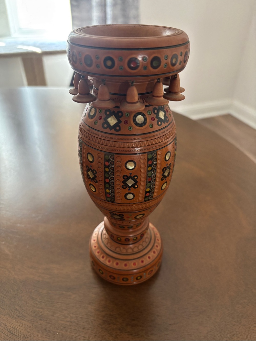 Vintage Hutsul Hand Carved Wooden Vase/Art/Candle Holder